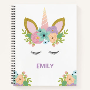 Magical Unicorn Personalised name glitter girly Notebook