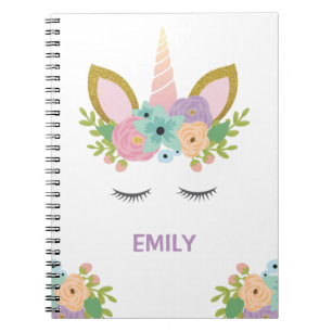 Magical Unicorn Personalised name glitter girly  Notebook