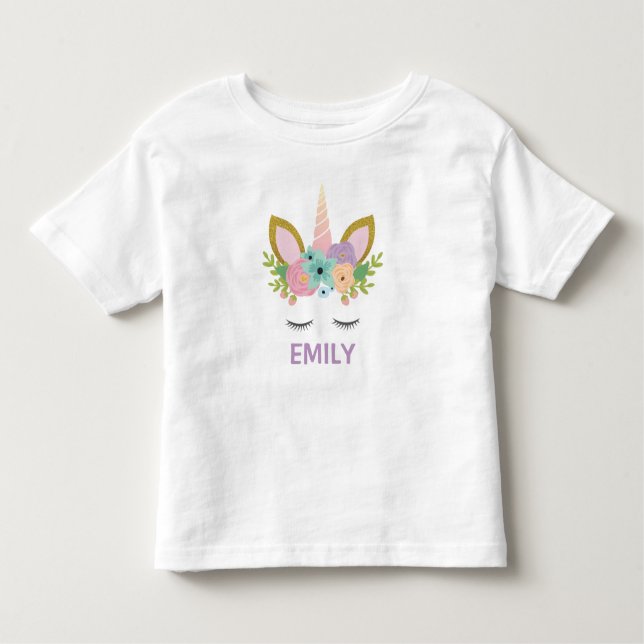 Magical Unicorn Personalised  name glitter girly  Toddler T-Shirt (Front)