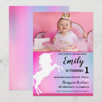 Magical Unicorn Pink Custom Photo 1st birthday