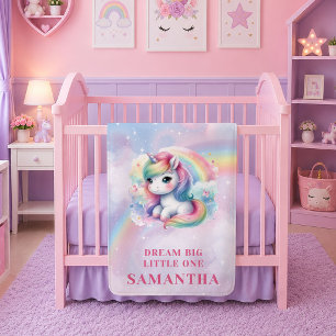 Magical Unicorn Pink Purple Baby Blanket Birthday