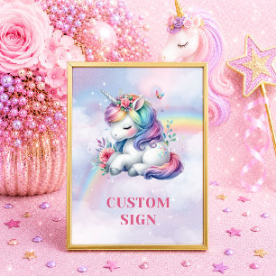 Magical Unicorn Pink Purple Girl Birthday Custom S Poster