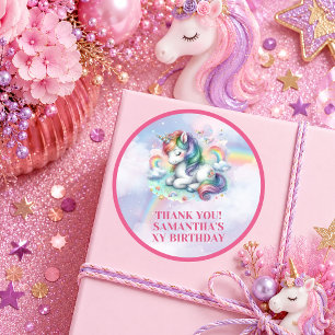 Magical Unicorn Pink Purple Girl Birthday Sticker