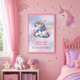Magical Unicorn Pink Purple Girl Birthday Wall Art