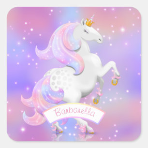 Magical Unicorn Princess Birthday or Newborn Square Sticker