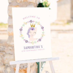 Magical Unicorn Princess   Birthday Party Welcome Poster