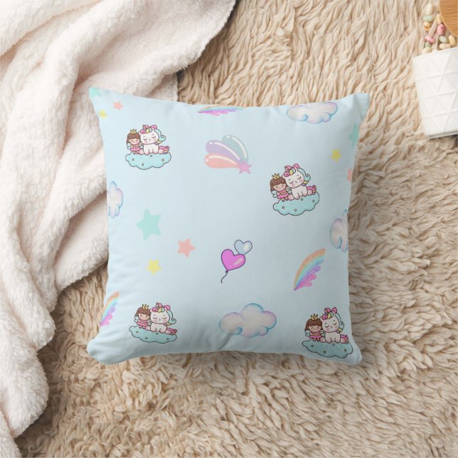 Magical Unicorn Princess rainbow pattern gradient  Cushion (Blanket)