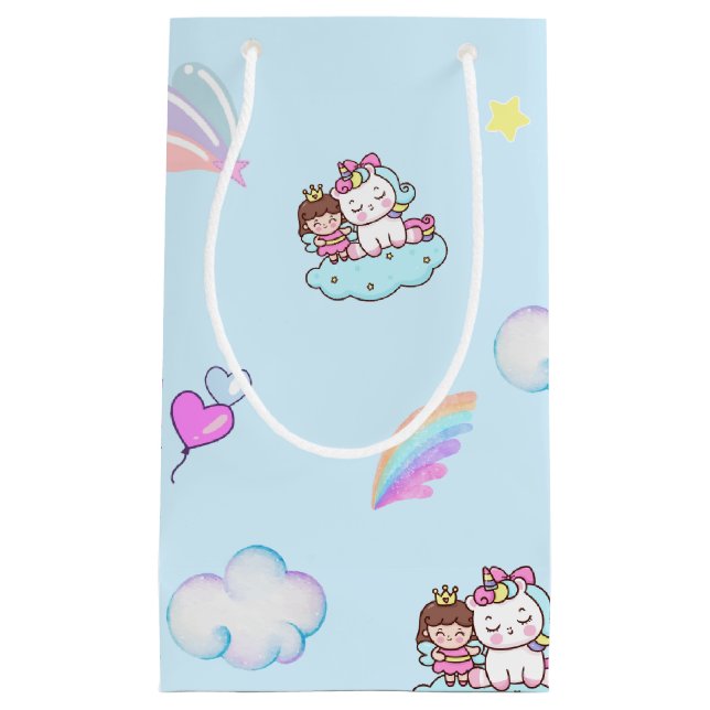 Magical Unicorn Princess rainbow pattern gradient  Small Gift Bag (Front)