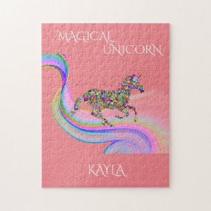 Magical unicorn puzzle with personalized name.