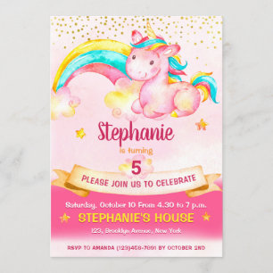 Magical Unicorn & Rainbow Birthday Invitation