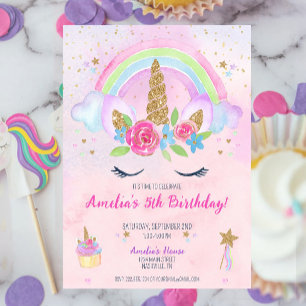Magical Unicorn Rainbow Birthday Invitation