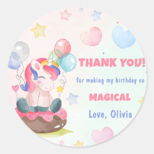 Magical Unicorn Rainbow Birthday Party Classic Round Sticker