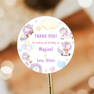 Magical Unicorn Rainbow Birthday Party Classic Round Sticker
