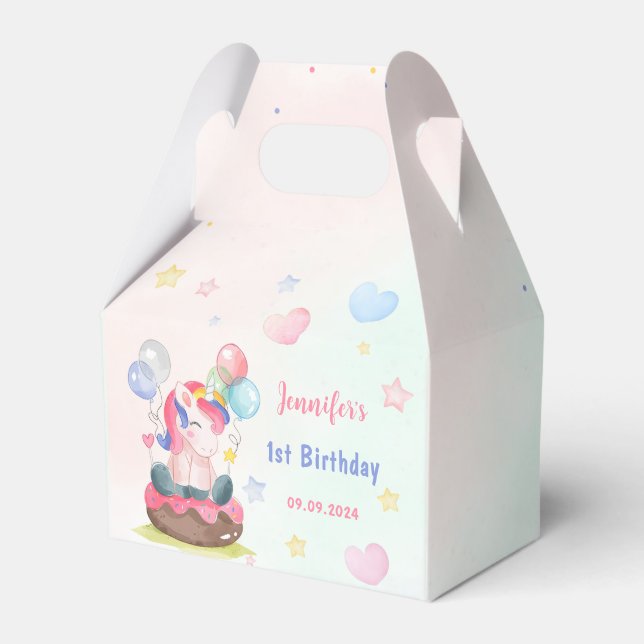 Magical Unicorn Rainbow Birthday Party  Favour Box (Front Side)