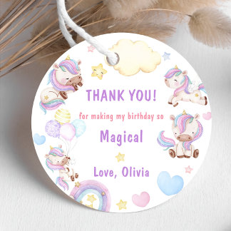 Magical Unicorn Rainbow Birthday Party Favour Tags