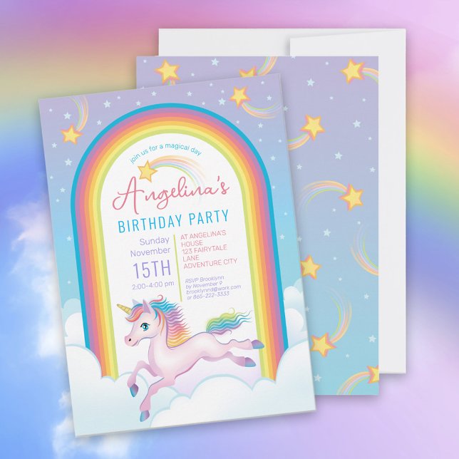 Magical Unicorn Rainbow Birthday Party Invitation (Creator Uploaded)