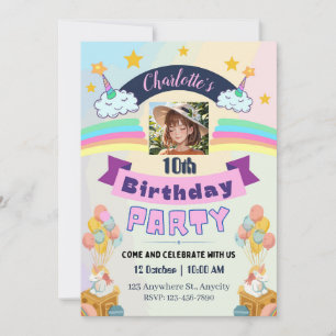 Magical Unicorn Rainbow Birthday Party Invitation