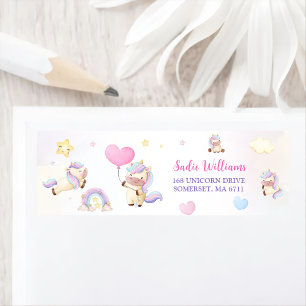 Magical Unicorn Rainbow Birthday Party Label