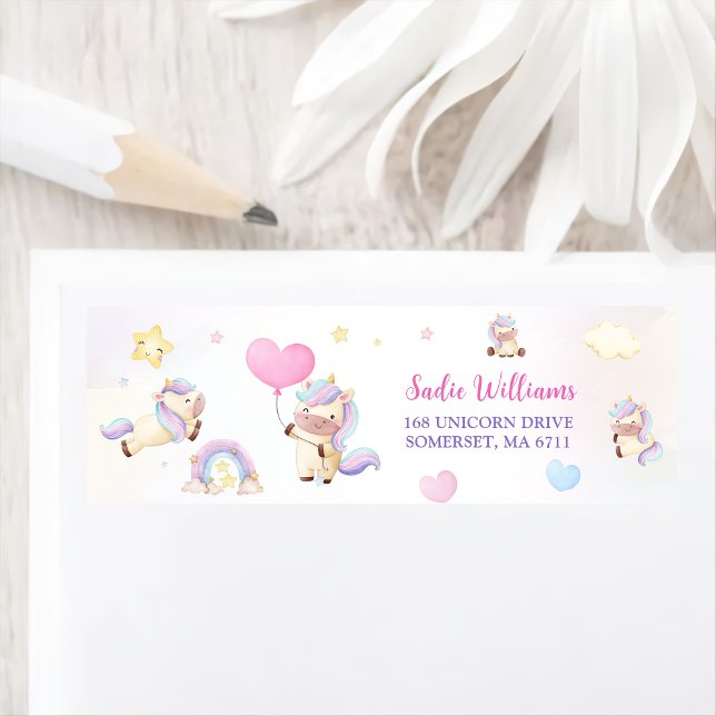 Magical Unicorn Rainbow Birthday Party Label (Creator Uploaded)