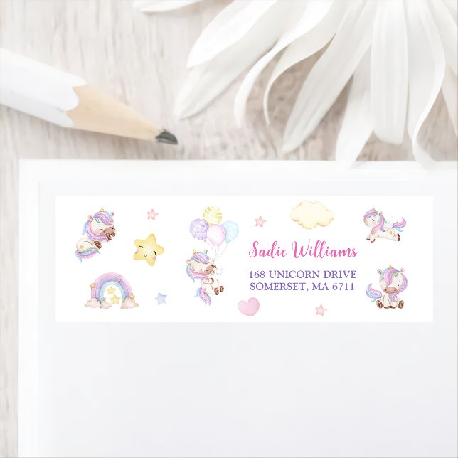 Magical Unicorn Rainbow Birthday Party Label (Creator Uploaded)
