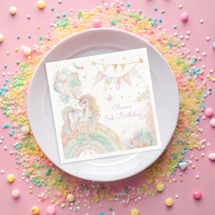 Magical Unicorn Rainbow Birthday Party Napkin