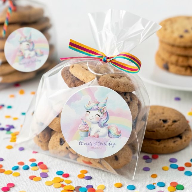 Magical Unicorn Rainbow Birthday Party Sticker (Creator Uploaded)