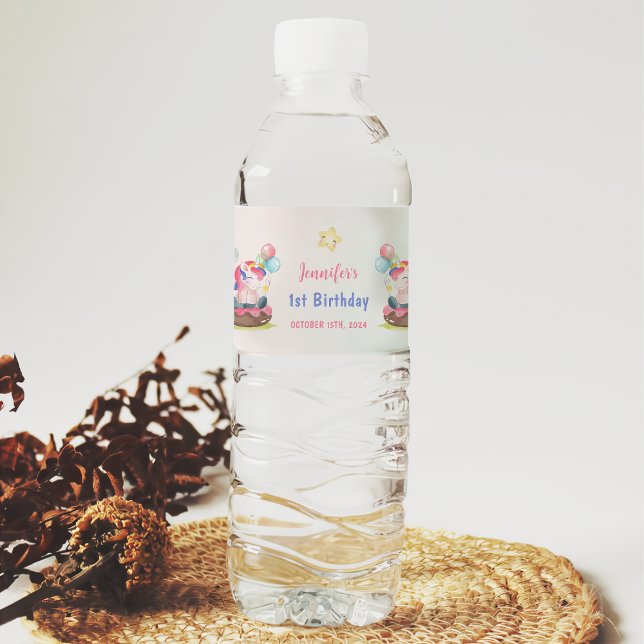 Magical Unicorn Rainbow Birthday Party Water Bottle Label (Creator Uploaded)