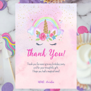 Magical Unicorn Rainbow Birthday Thank You Card