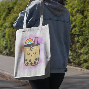 Magical Unicorn Rainbow Boba Tea   Custom Tote Bag