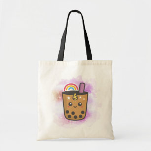 Magical Unicorn Rainbow Boba Tea Custom Tote Bag