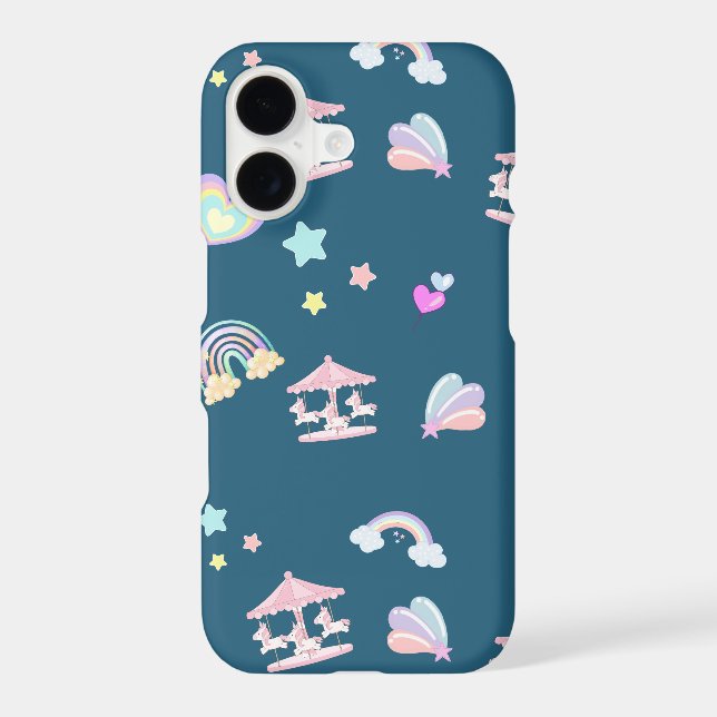 Magical Unicorn rainbow carousel pattern birthday  (Back)
