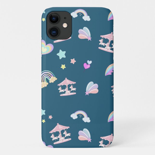 Magical Unicorn rainbow carousel pattern birthday  Case-Mate iPhone Case (Back)