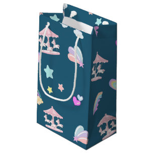 Magical Unicorn rainbow carousel pattern birthday  Small Gift Bag