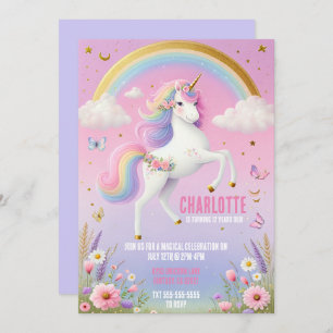 Magical Unicorn Rainbow Fairytale Birthday Party Invitation