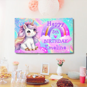 Magical Unicorn Rainbow Glitter Birthday Banner