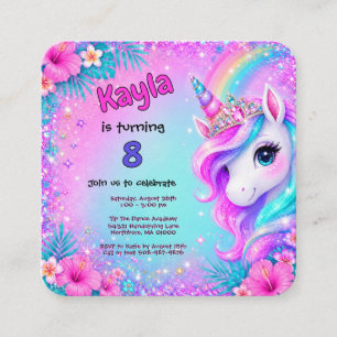 Magical Unicorn Rainbow Glitter Birthday Enclosure Card
