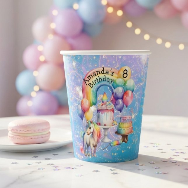 Magical Unicorn Rainbow Glitter Galaxy Birthday Paper Cups (Creator Uploaded)