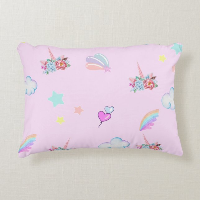 Magical Unicorn rainbow gradient  birthday party  Decorative Cushion (Front)
