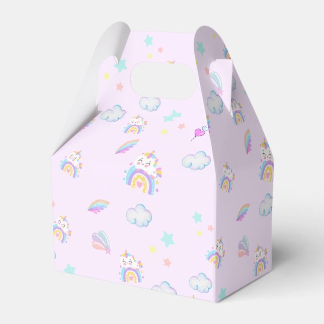 Magical Unicorn rainbow gradient  birthday party  Favour Box (Front Side)