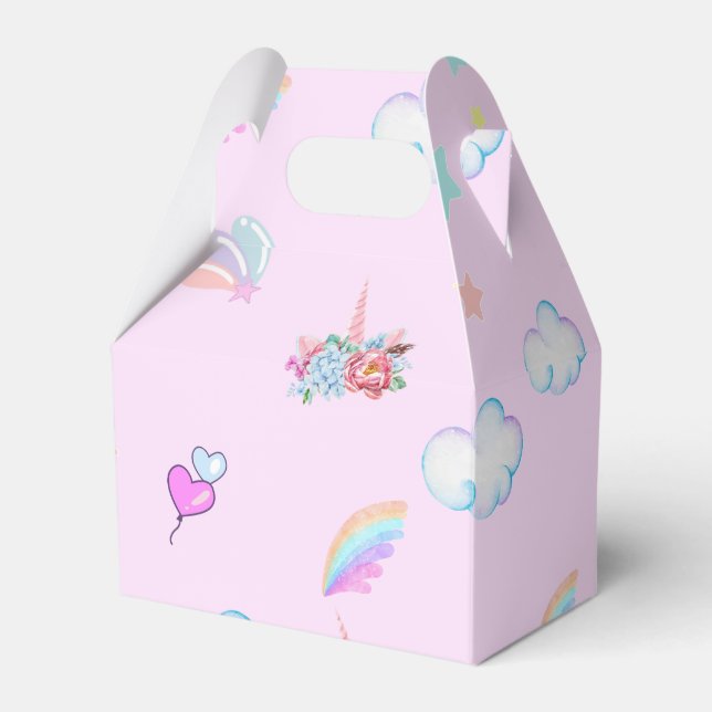Magical Unicorn rainbow gradient  birthday party  Favour Box (Front Side)