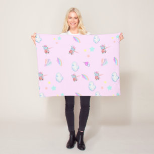 Magical Unicorn rainbow gradient  birthday party  Fleece Blanket