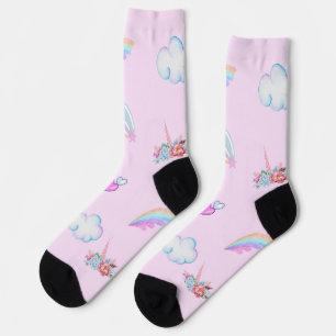 Magical Unicorn rainbow gradient  birthday party  Socks