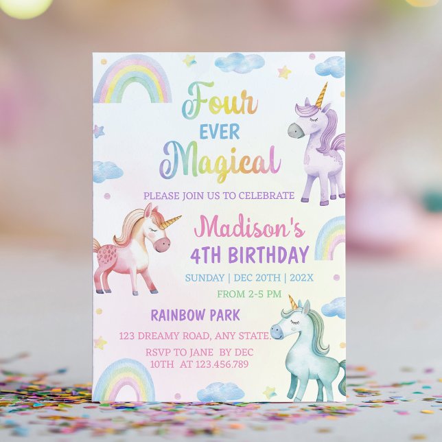Magical Unicorn Rainbow Pastel Birthday Invitation (Creator Uploaded)