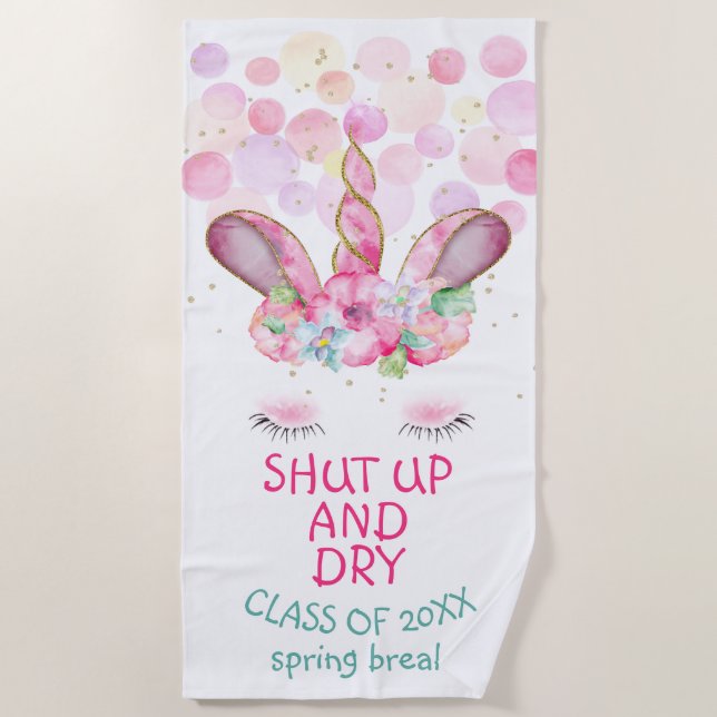 MAGICAL UNICORN Spring Break Beach Towel (Front)