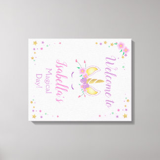 Magical Unicorn Stretched Canvas Welcome Sign