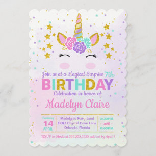 Magical Unicorn Surprise Birthday Party Invitation