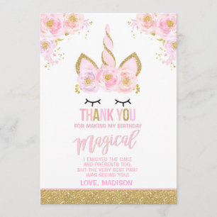 Magical Unicorn Thank You Card Unicorn Party