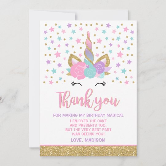 editable unicorn thank you card template free