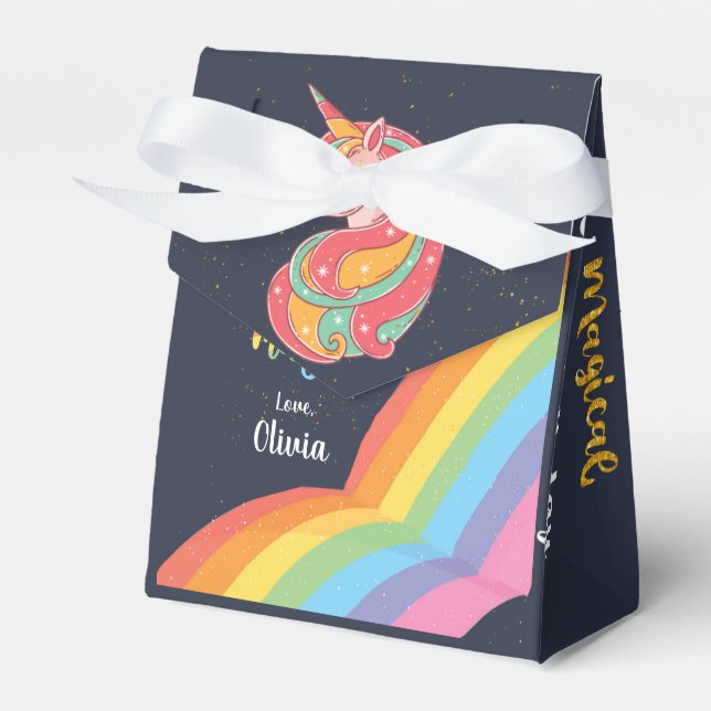 Magical Unicorn Themed Birthday Favour Box (Front Side)