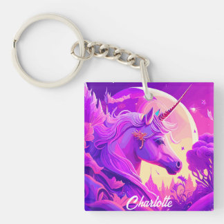 Magical Unicorn under the Moonlight Key Ring